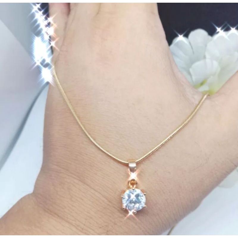 kalung belut liontin mata satu mirif dengan emas 24k asli tidak mudah luntur