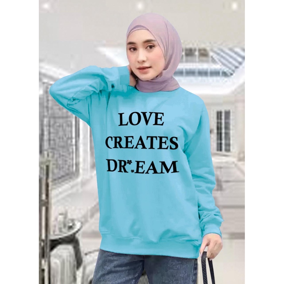 Kaos Lengan Panjang DREAM / Kaos Sweatshirt / Atasan Wanita / Atasan Wanita Lengan Panjang / Atasan Import / Kaos Wanita Blus