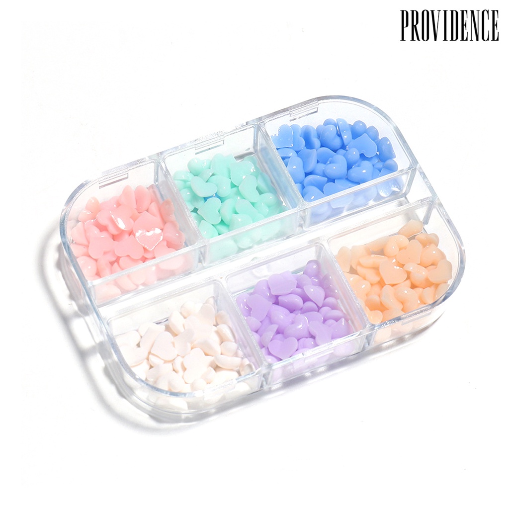 Providence 6Grids/Box Nail Heart Ornament Flat Back 3D Effect Color Changing White Pink Heart Nail Art Decorations Charms for Manicure