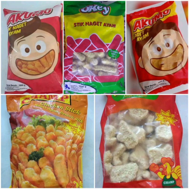 

Naget ayam 1kg / Champ Akumo Okey Chicken nugget / stikie / chicken stick