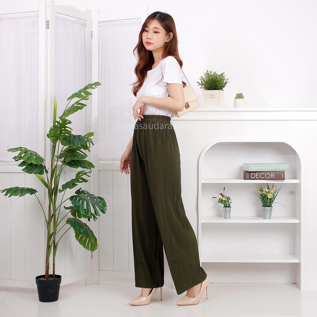 Celana Plisket OLIVIA / Pleated Pants Premium Doff Nyaman Panjang Muslim