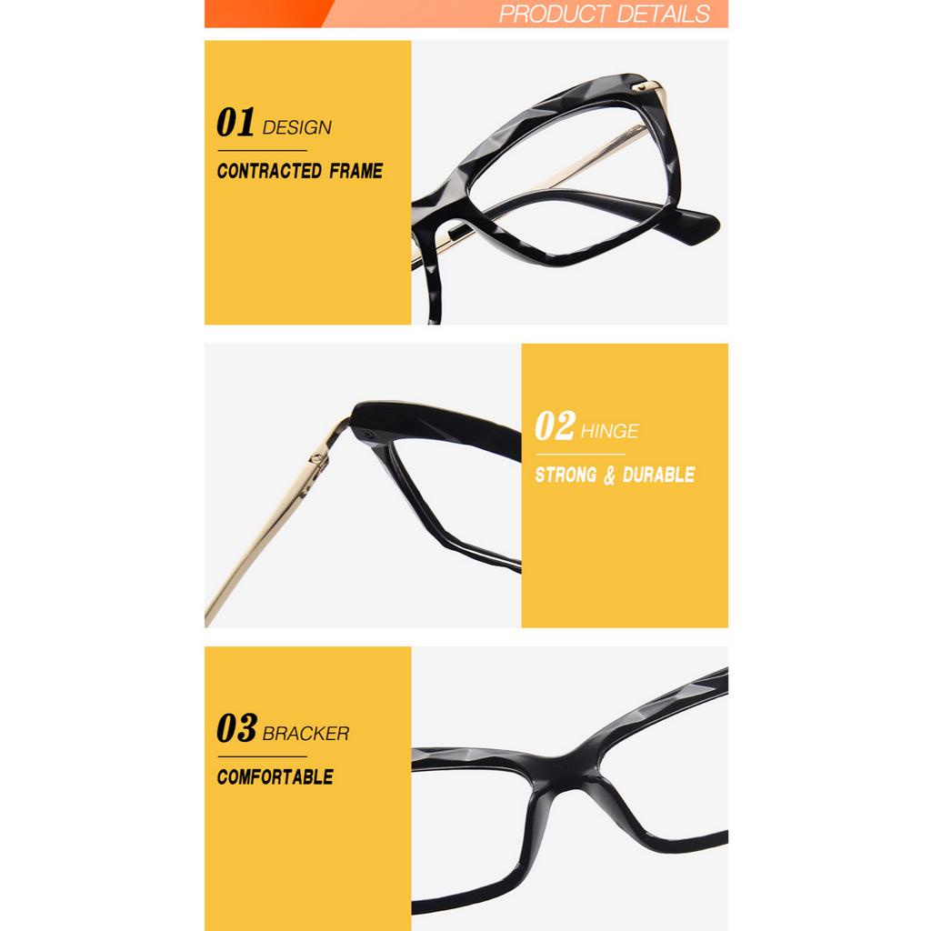 (YUZHU) COD Kacamata Jelly Kacamata Untuk Wanita Retro Cat Eye Black Frame