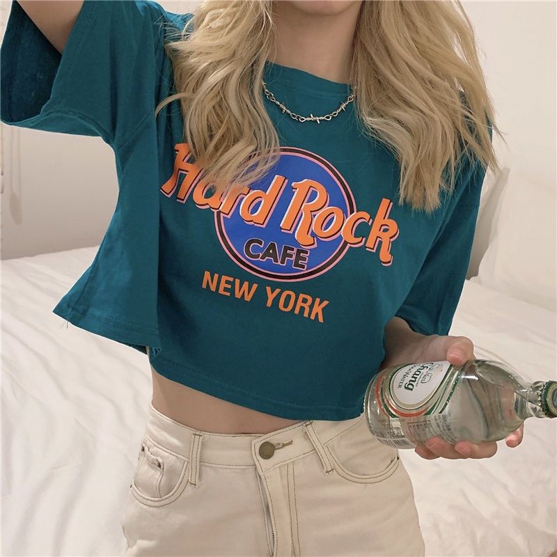 (M - XXL 3XL) CROPTOP kaos Crop Tee NEW YORK Oversize Korean Style Ulzzang Cotton Combed Bigsize Street Wear M L XXL XXXL