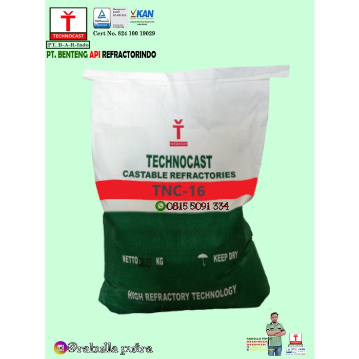 semen cor tahan api (castable) C16 Atau Technocast castable C-16