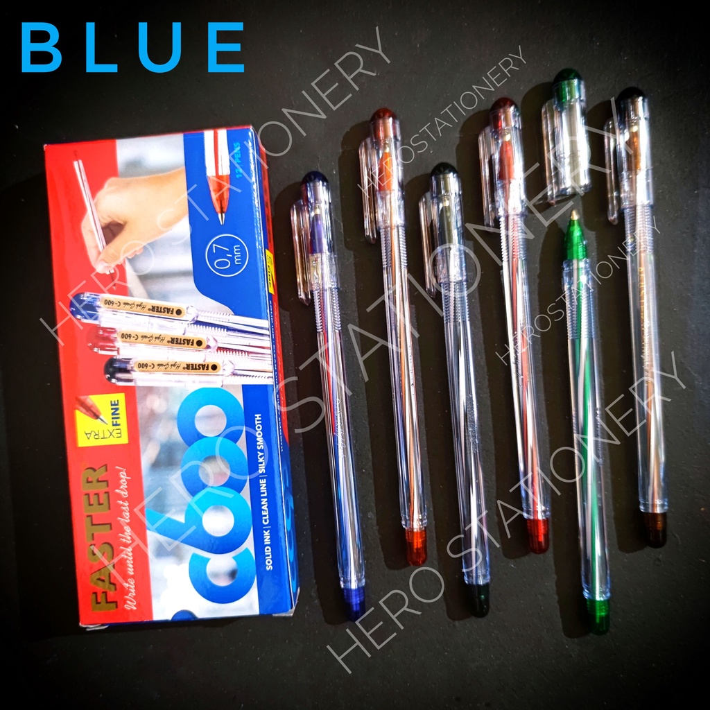 

Faster ballpoint pen pena pulpen C600 tinta biru blue . 12 unit