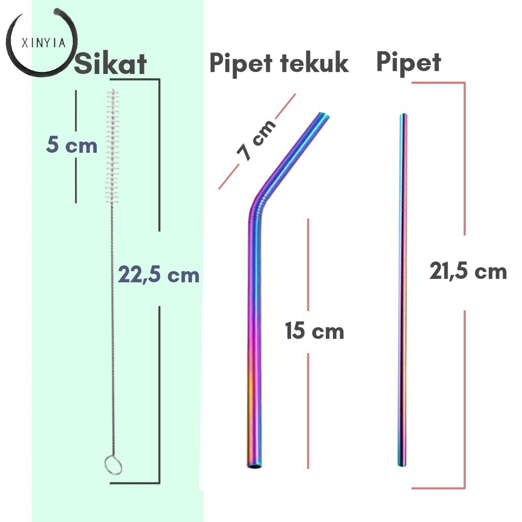 Sedotan Minum Bahan Metal Stainless Steel Reusable dengan Desain Ujung Bengkok