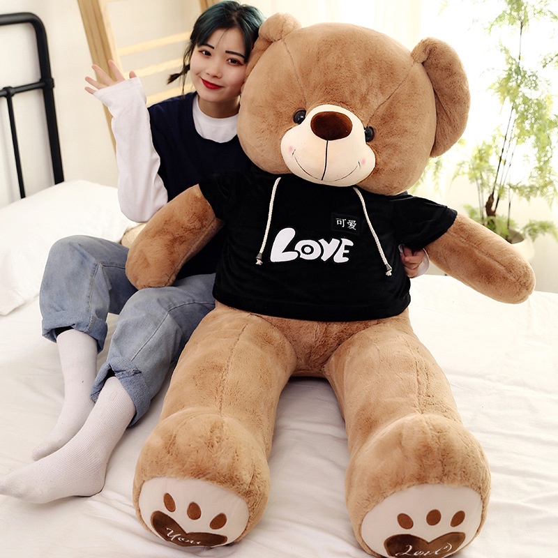Boneka teddy bear jumbo pakai baju bahan plush