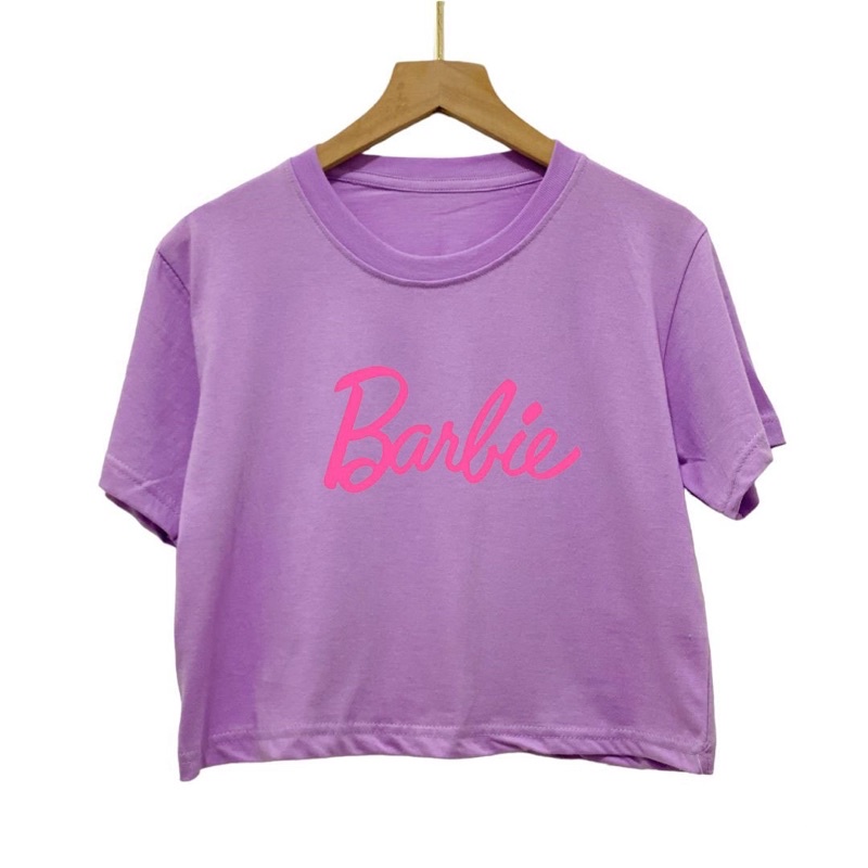 Kaos Crop top combed 30s motif Barbie