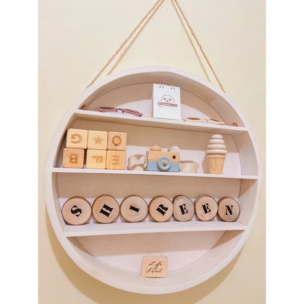 preloved wooden round display / preloved rak estetik / preloved dekorasi rumah / preloved rak gantun