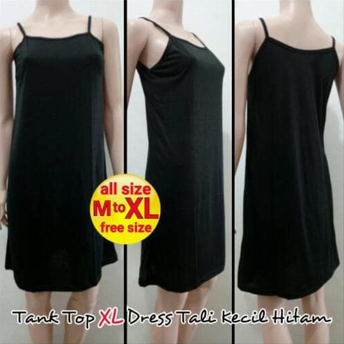 Diskon Tank Top Xl Dress Tali Kecil Hitam - Melar | Terusan Inner Panjang Terbaru