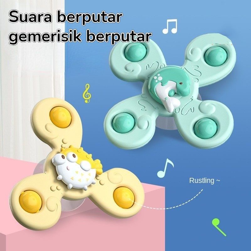 mainan anak baby toy toys fidget spinner bayi with suction montessori spiner edutoys sensory skill motorik belajar anti bosan di mobil kaca car bored cewek cowok laki perempuan hadiah kado mainstream teether bpa free viral mainan mandi bath toy toysk