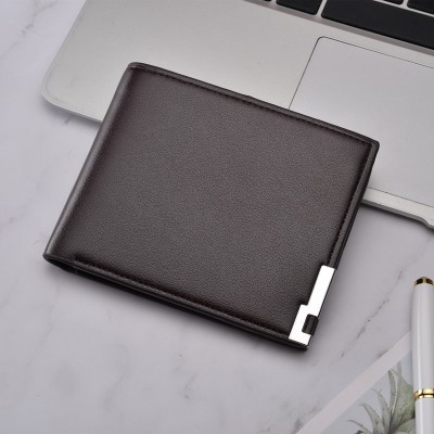 Dompet Pria Lipat Kasual Style Korean Version Dompet Terlaris Masa Kini / Men's Wallet PU Leather-Coklat Horizontal
