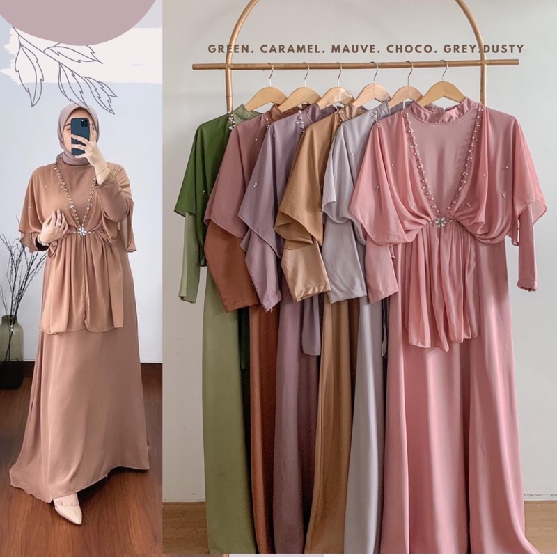 Zoya Dress Ld 110/Dress Bridesmaid /Dress Kondangan/Dress Sage/Dress Lebaran/Dress Pesta/Dress Set Outer/Dress Prewedding