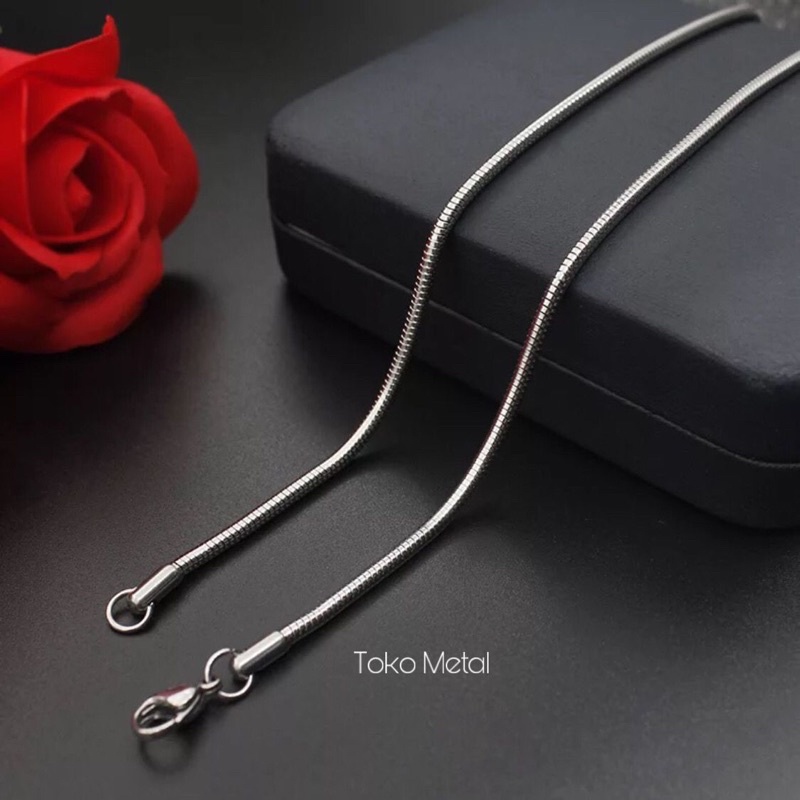 Kalung Titanium Bulat Pria dan Wanita Anti Karat  [ Toko Metal ]
