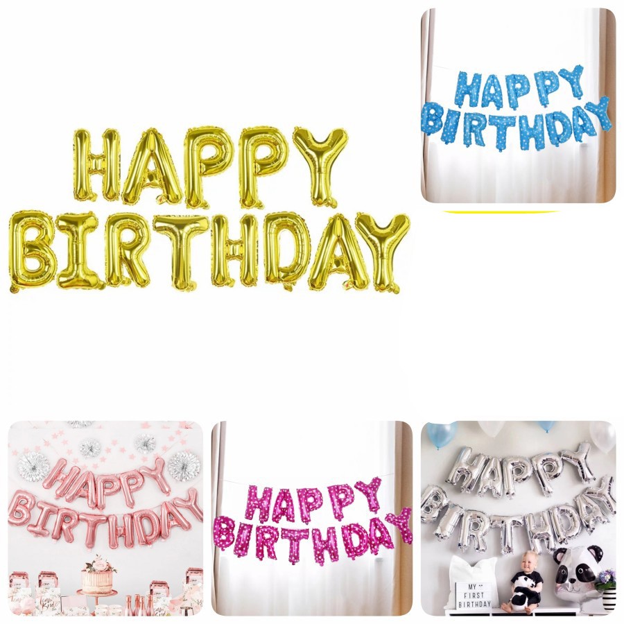 Balon Foil Happy Birthday Set Balon Huruf Tulisan Happy Birthday