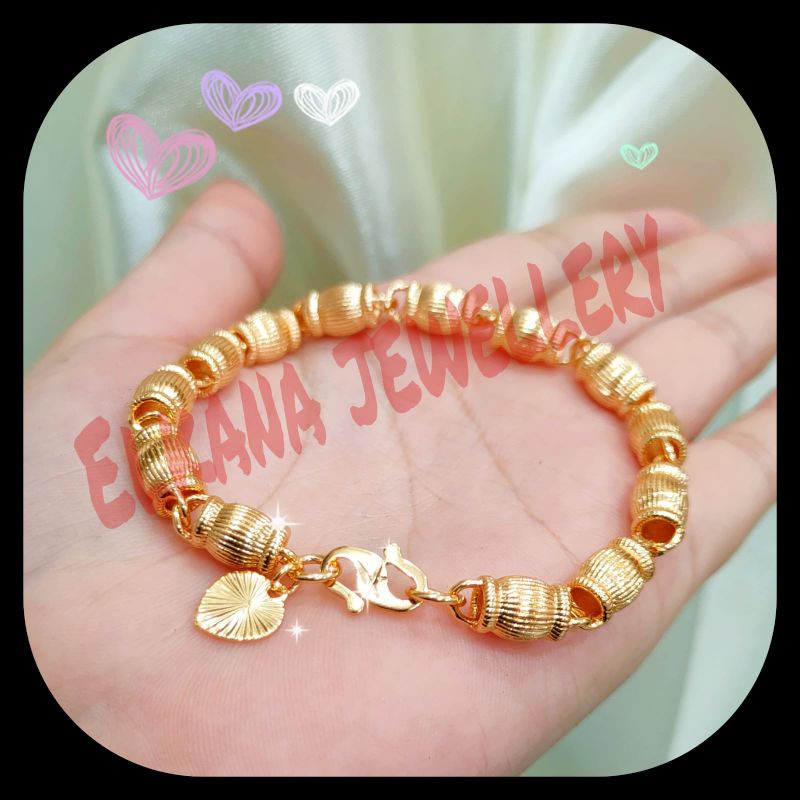 GELANG REALPICT PADI BESAR&amp;KECIL LAPIS EMAS 24K ANTI KARAT