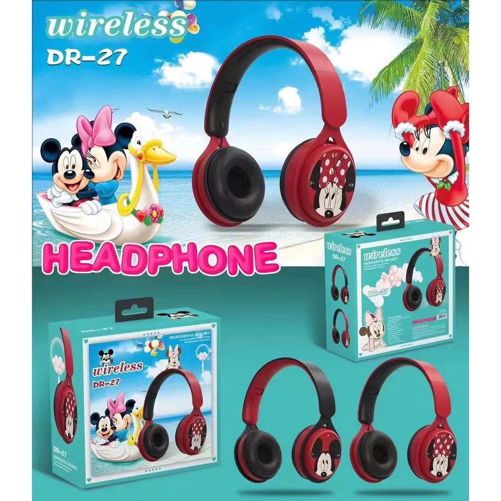 HEADPHONE HEADSET BANDO BLUETOOTH / WIRELESS KARAKTER MINNIE MOUSE DR 27