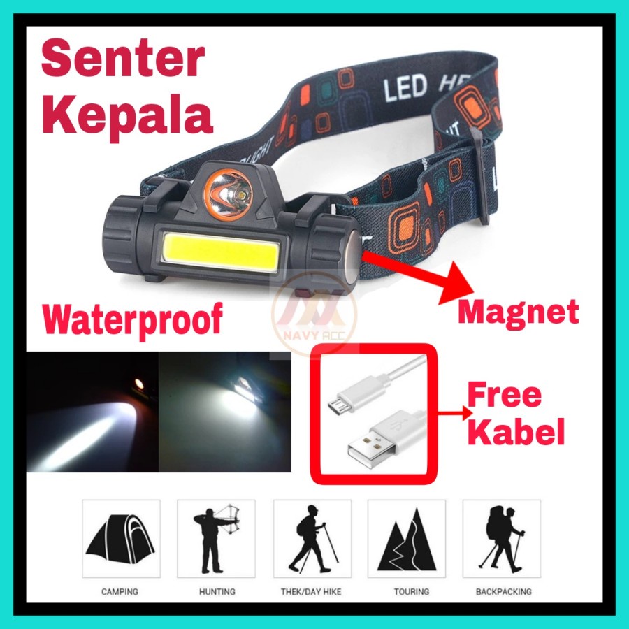 NA - Senter Kamping Kepala Mini Magnet Head Lamp Rechargeable sk3