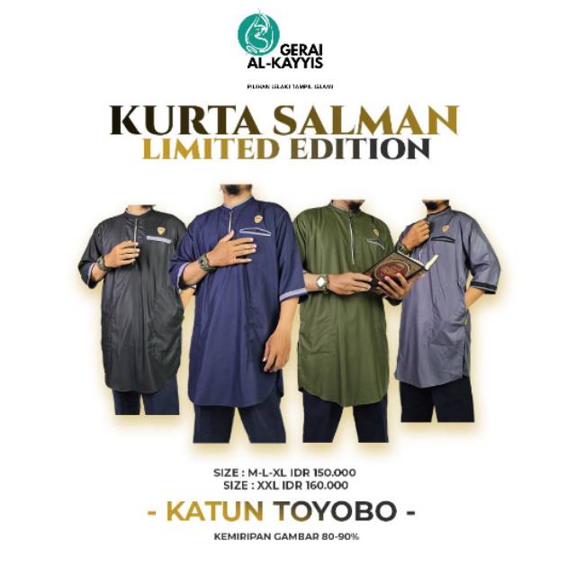 Baju Koko Kurta Pria Salman Model Zipper Bahan Toyobo