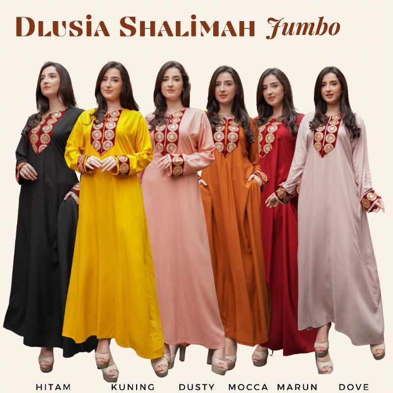 Daster arab Dlusia SHALIMAH Gamis Rayon Maxi Dress Big Size Original