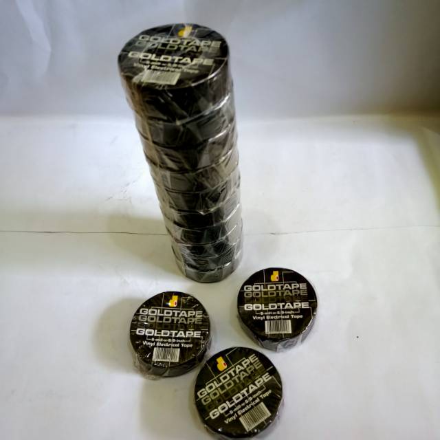 

dNoura SATU SLOP ( 10 PCS ) Isolasi Selotip Lakban Hitam Listrik PVC Electrical Tape Goldtape