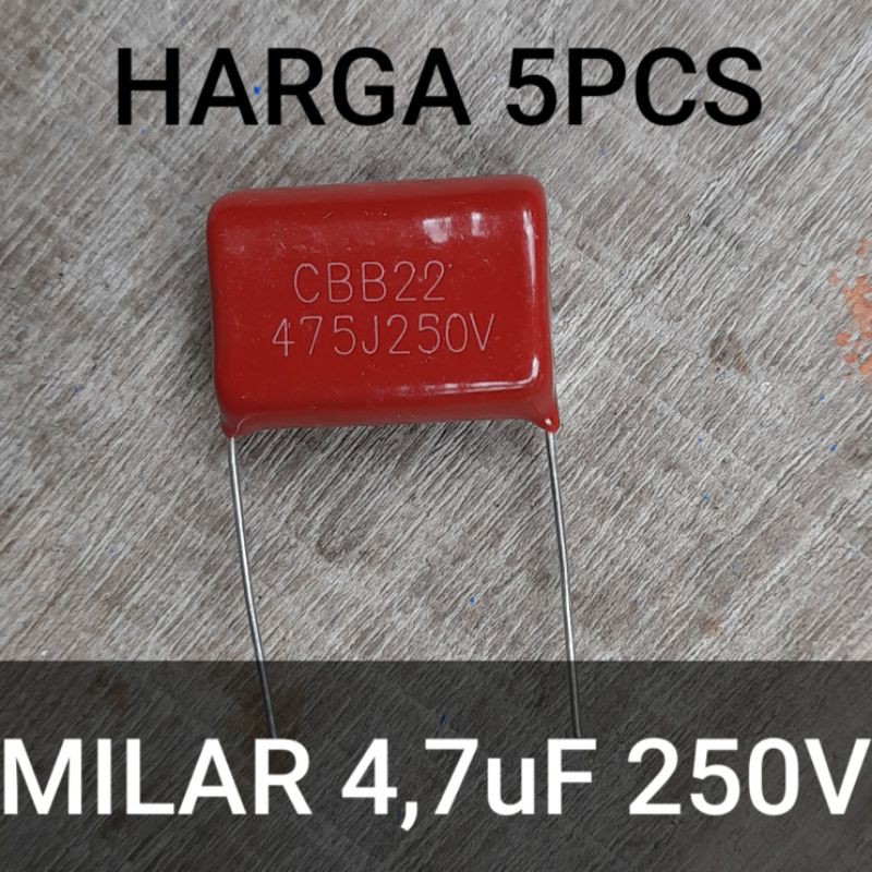 5Buah KAPASITOR MILAR 475J250V 4,7uF 250V 475J | 225J 630V 225J630V 2,2uF 630V | 225J400V 2,2uF 400V