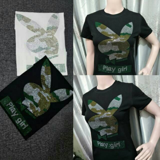 Tee Kaos T-shirt Cewek Model Slim Fit Katun Lembut Casual Fashion Wanita Murah Playboy