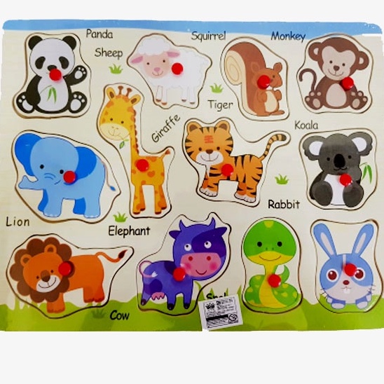 (BISA COD) Mainan Edukasi anak Puzzle Kayu Animal/ Mainan Bongkar Pasang 22-8 JIGSAW PUZZLE KAYU KNOB MAINAN KAYU EDUKASI EDUKATIF ANAK BAYI BALITA-NO 1
