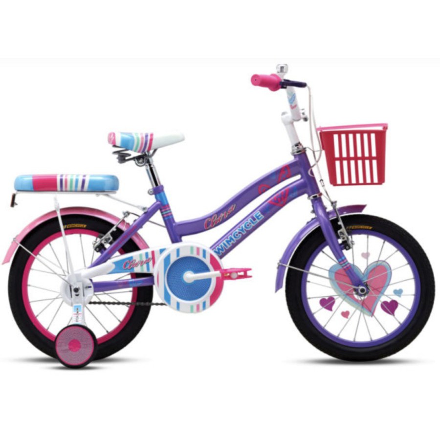SEPEDA MINI ANAK PEREMPUAN WIMCYCLE CLARA 16 INCH PURPLE PINK