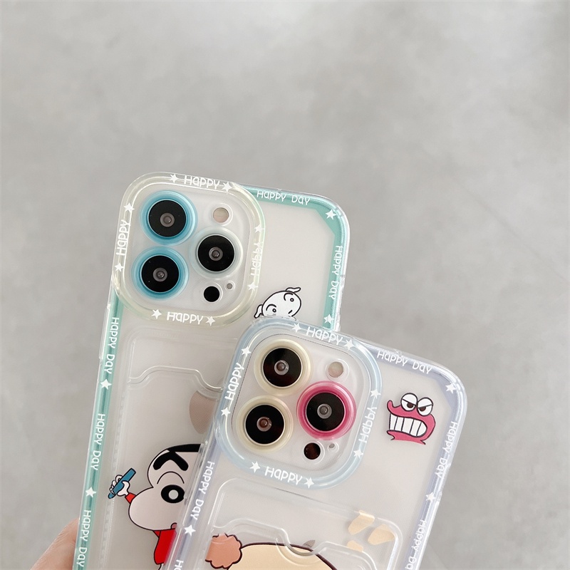 Soft Case Pelindung Lensa Transparan Desain Crayon Shinchan Untuk iPhone 12 13 Pro MAX 11 X XR XS MAX 7 8 Plus