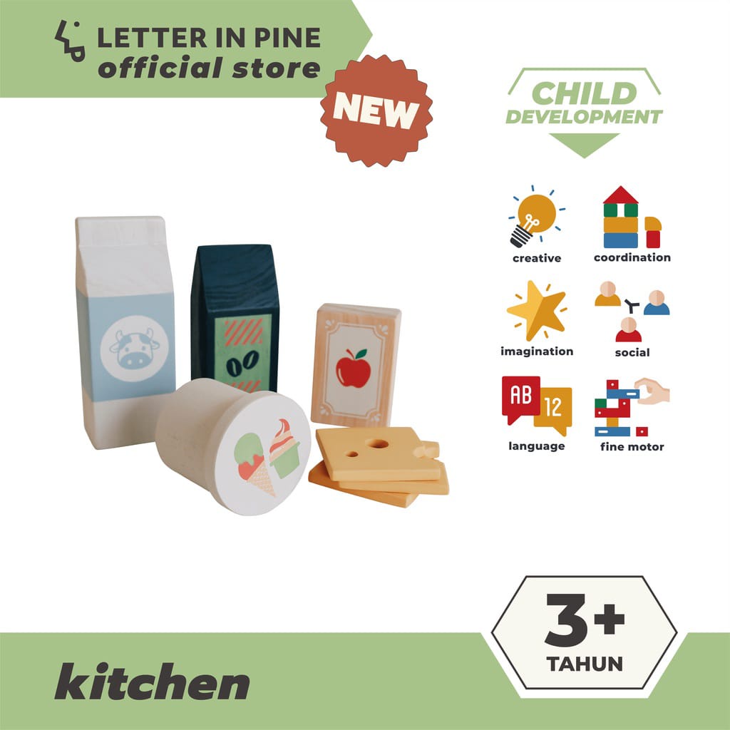 LETTERINPINE - GROCERIES SET A / Mainan Kayu Masak-Masakan