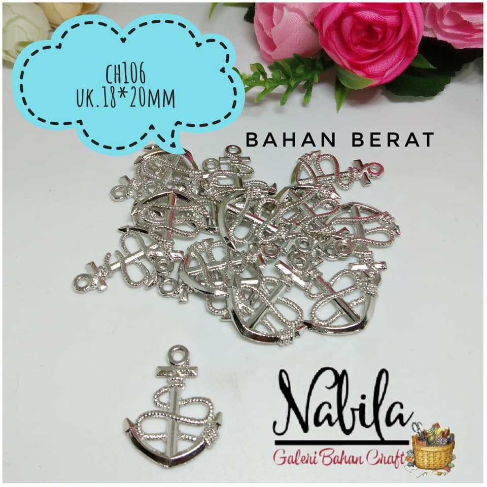 (Satuan) Charm bandul gelang kalung motif jangkar bahan kerajinan tangan