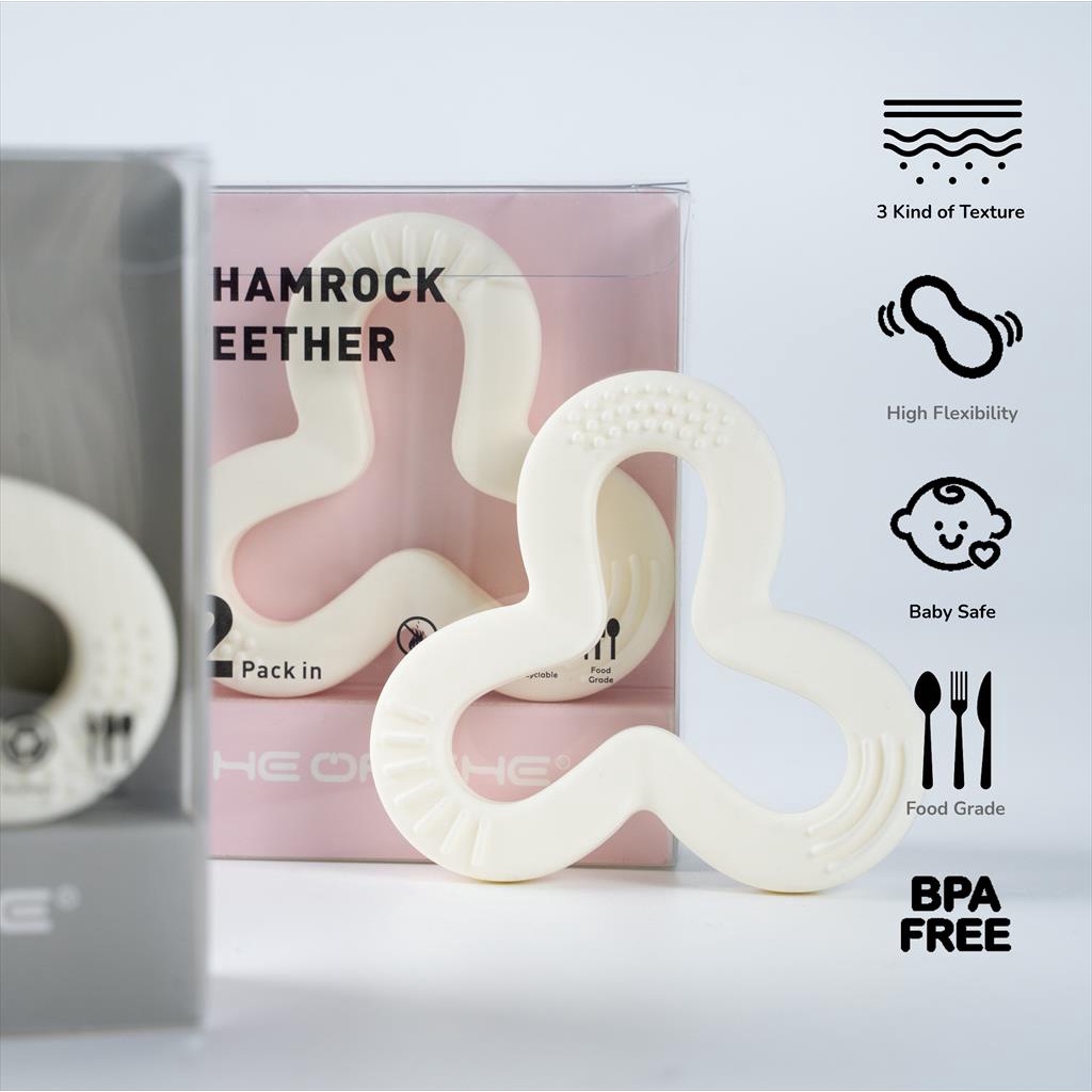 HEORSHE Shamrock Teether Toy | Teether Bayi Dengan 3 Tekstur isi 2 pcs-1