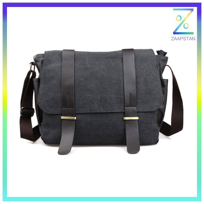 KAKA Tas Selempang Pria Korean Canvas Messenger Bag - K2642 - Black/Gr