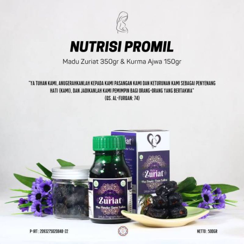

DSM HEALTHY - NUTRISI PROMIL MADU ZURIAT 350 gr & KURMA AJWA 150 gr