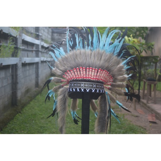 TOPI INDIAN - INDIAN HEADDRESS SMALL AYAM BILABONG TURQUISH