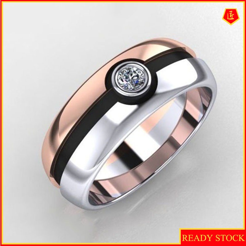 [Ready Stock]Simple Creative 14K Rose Gold Two-Tone Ring