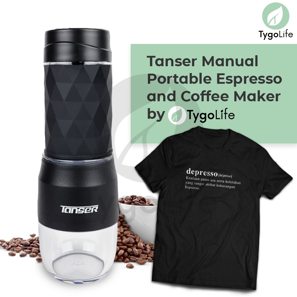 Espresso Coffee Maker Portable Manual Tanser Moocoo bukan Staresso FREE Kaos Hitam Depresso by TygoLife