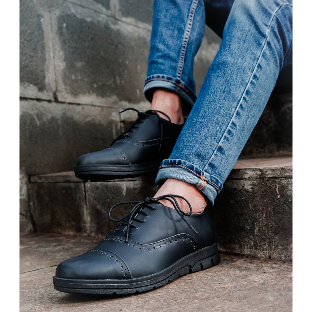 TOMFORD BLACK |FORIND x BARNUM| Sepatu Kulit Formal Klasik Classy Captoe Simple Pria/Cowok - Oxford
