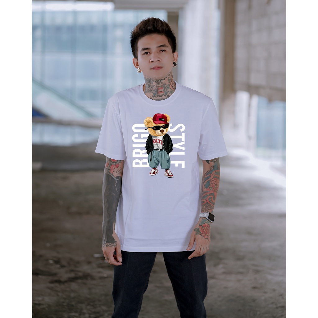 BRIGO Kaos Lengan Pendek Bear Style II Kaos Distro BRIGO Beruang Style II Kaos Katun Combed M-XL ( Pria &amp; Wanita )