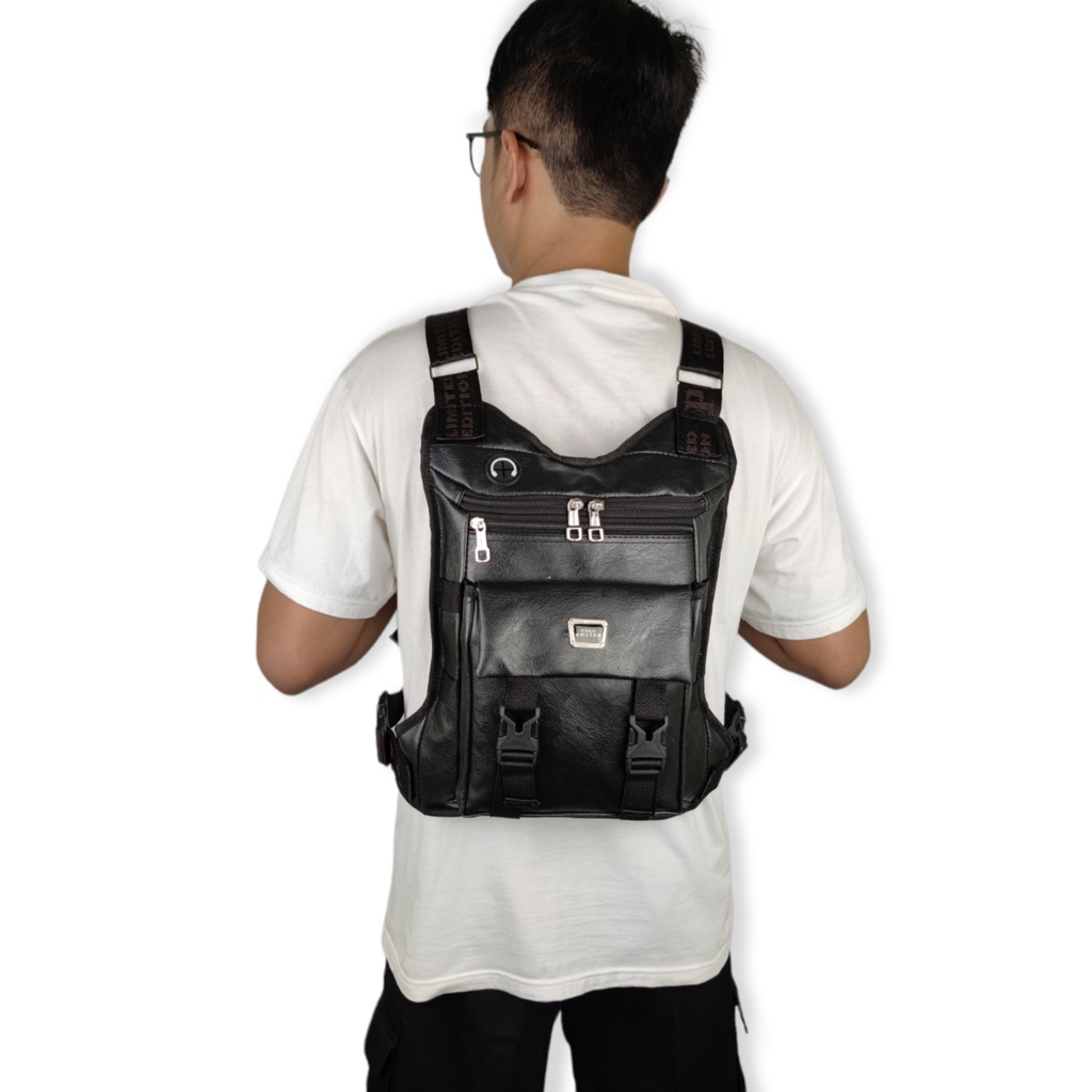 Tas Dada Kulit PU Leather Polo Amstar Polo Amstar Chest Bag Chest Rig Bag Tas Rompi  Selempang Dada
