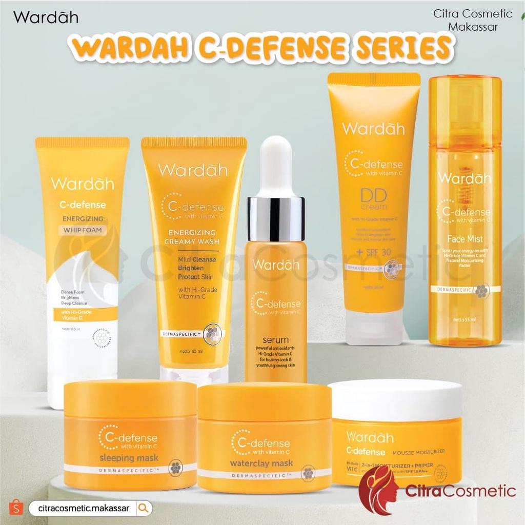 Wardah C-Defense Series DD- Cream Natural | DD-Cream Light | Creamy Wash | Whip Foam | C-Defense Face Mist | Mousse Moisturizer | Sleeping Mask | Creamy Wash |  Serum | Waterclay Mask