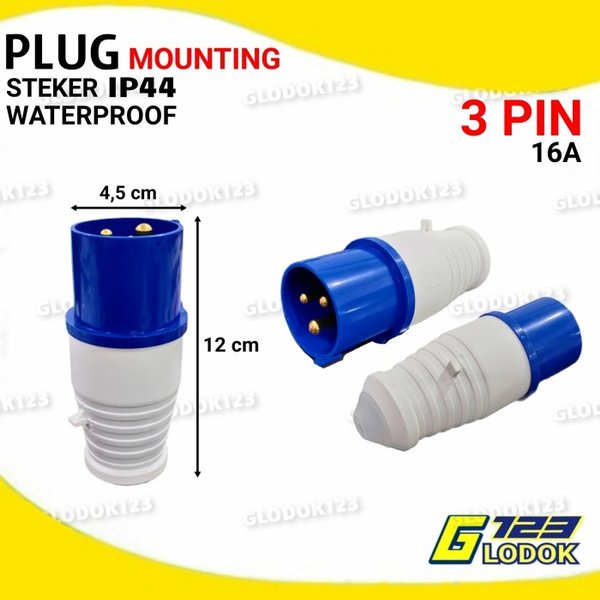 Plug Mounting Steker Male 2P 3P 16A Waterproof IP44