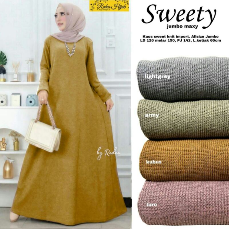Sweety jumbo maxy dress daily dress gamis bahan kaos big size