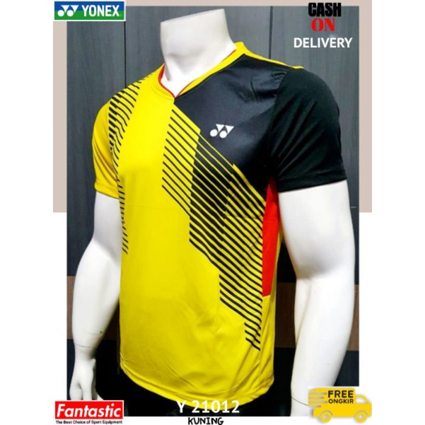 [COD] BAJU BADMINTON PRIA | BAJU BULUTANGKIS YONEX IMPOR GRADEORI | KAOS JERSEY Y 21012 KUNING
