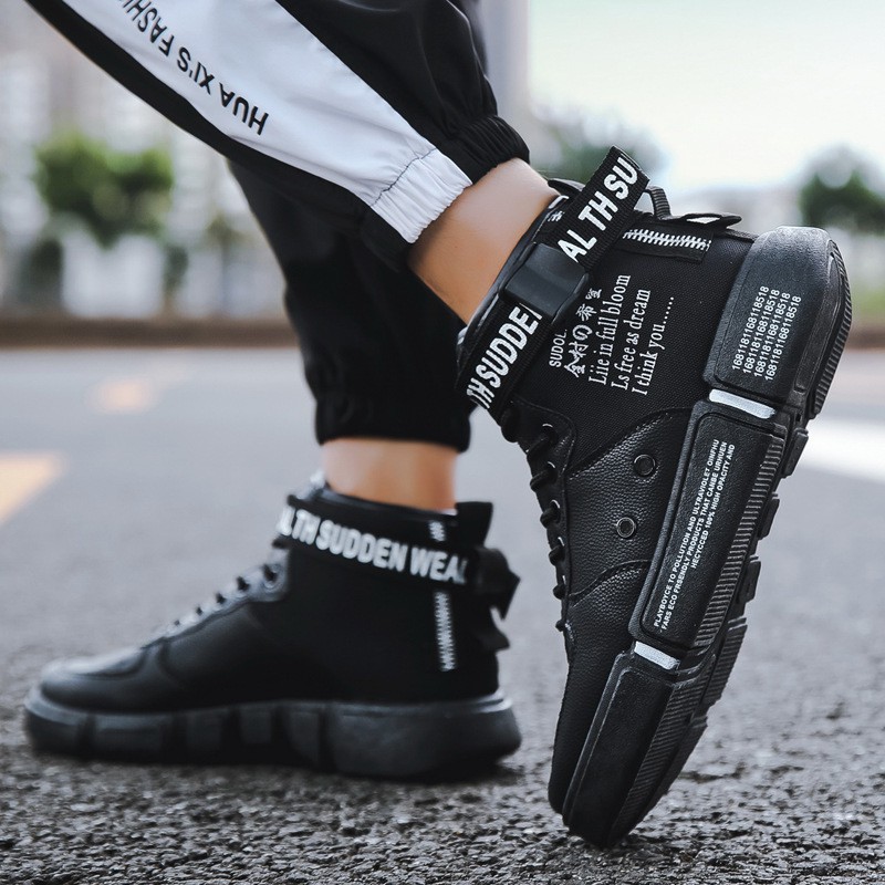 TBIG [COD] Sepatu Sneakers Pria Ankle Boot ZIPPER Sepatu Import Pria Kuliah Kerja Santai