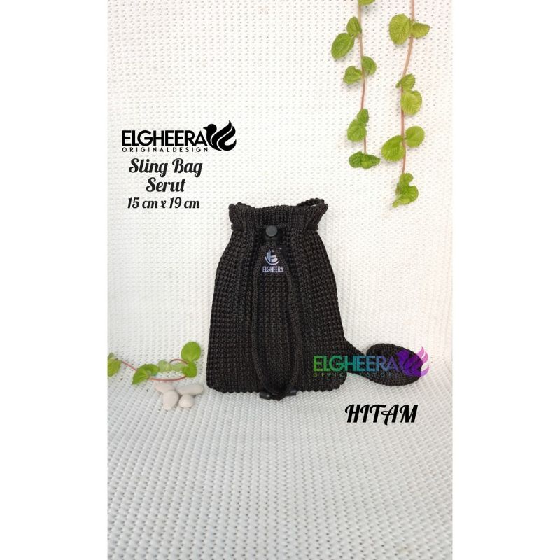 Tas Rajut Serut Mini Polos /Sling bag mini / Tas Hp/ Bahan Taslan