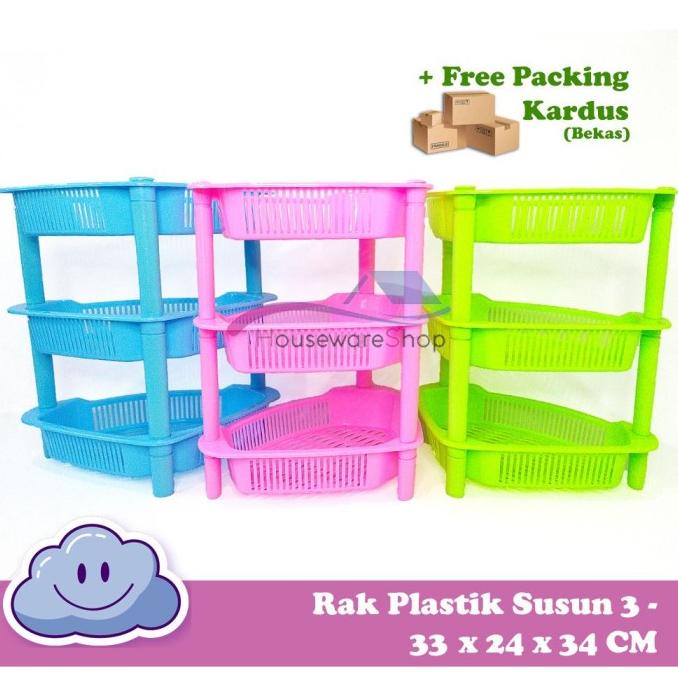 Open DS] Rak Plastik Segi Tiga Serbaguna Tempat Bumbu / Kosmetik Susun 3