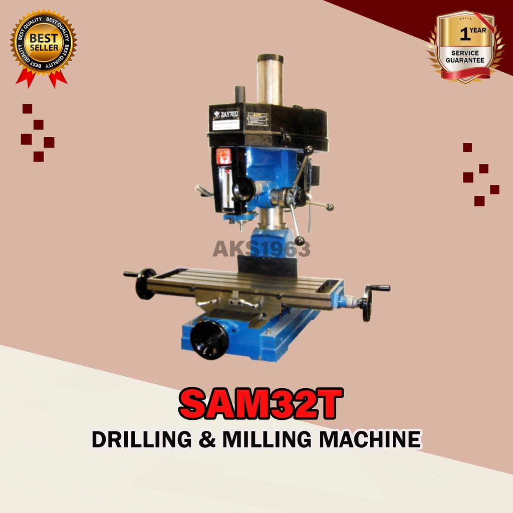 Mesin Bor Duduk 1,5 Kw 32mm Drilling Milling Machine AKS - SAM32T