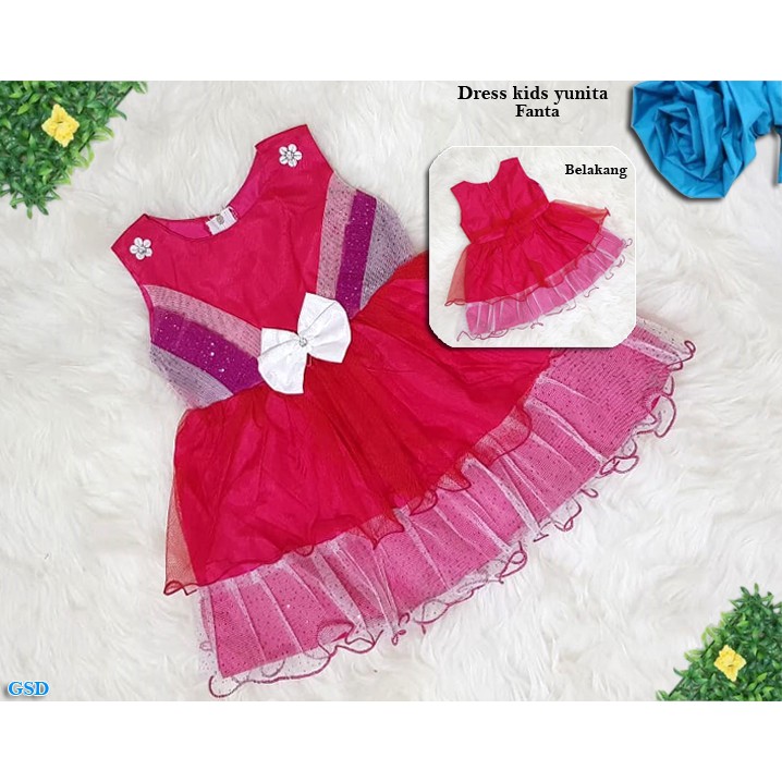 Dress Kids Yunita/Baju Terusan Anak Premium/Casual Dress Brukat Anak/Midi Dress Anak/Gaun Anak 2thn